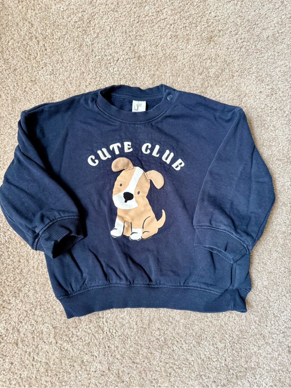 H & M Cute Club Navy Puppy Sweatshirt Size 2T